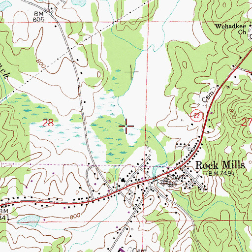 Topographic Map of Vineyard Branch, AL