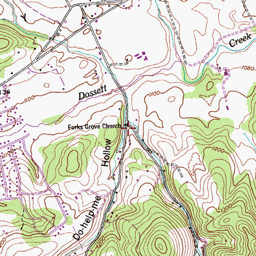 Topographic Map of Forks Grove Church, TN