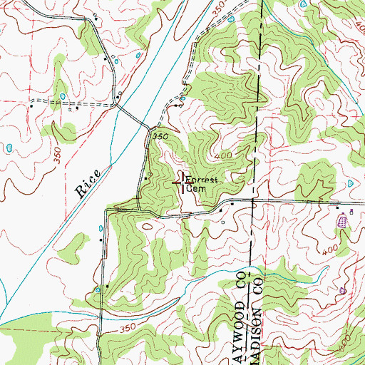 Topographic Map of Forrest Cemetery, TN