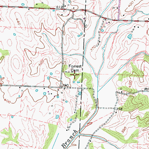 Topographic Map of Forrest Cemetery, TN