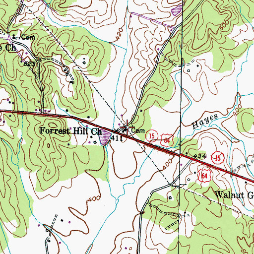 Topographic Map of Forrest Hill Church, TN