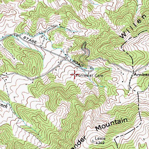 Topographic Map of Forrester Cemetery, TN