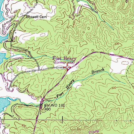 Topographic Map of Fort Henry, TN