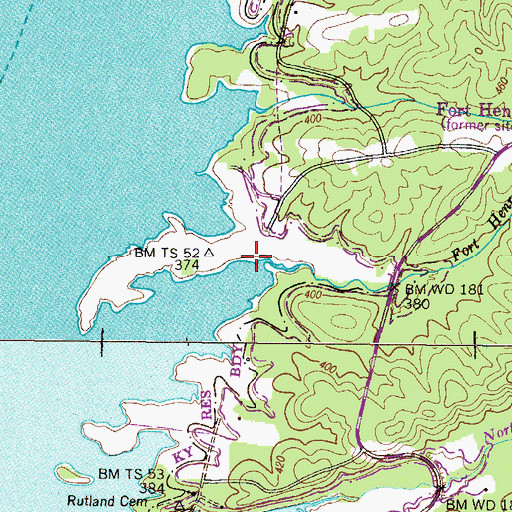 Topographic Map of Fort Henry Branch, TN