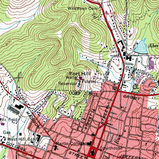 Topographic Map of Fort Hill, TN
