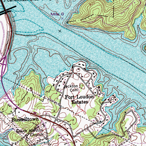 Topographic Map of Fort Loudon Estates, TN