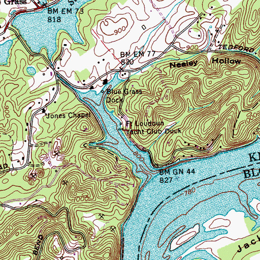 Topographic Map of Fort Loudoun Yacht Club Dock, TN