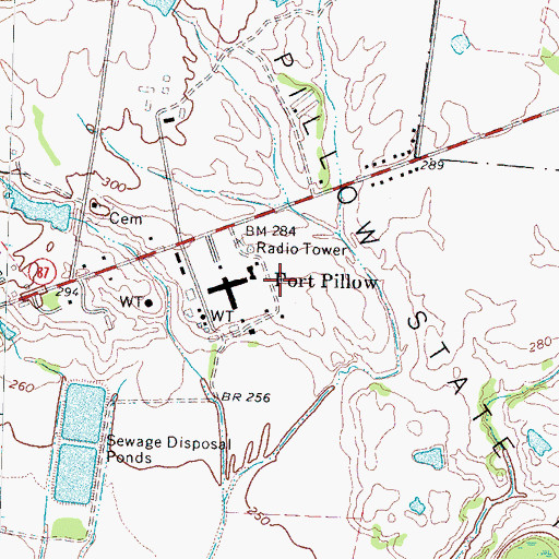Topographic Map of Fort Pillow, TN