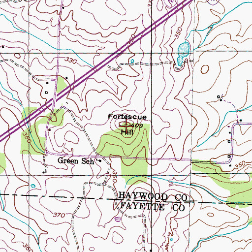 Topographic Map of Fortescue Hill, TN