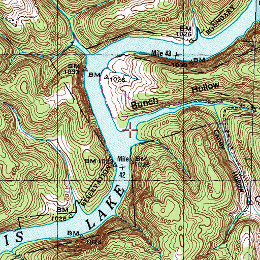 Topographic Map of Fortner Branch, TN