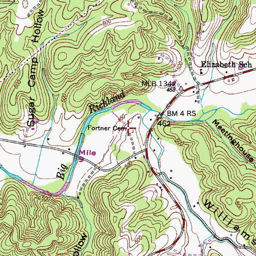 Topographic Map of Fortner Cemetery, TN