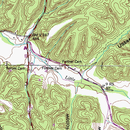 Topographic Map of Fortner Cemetery, TN