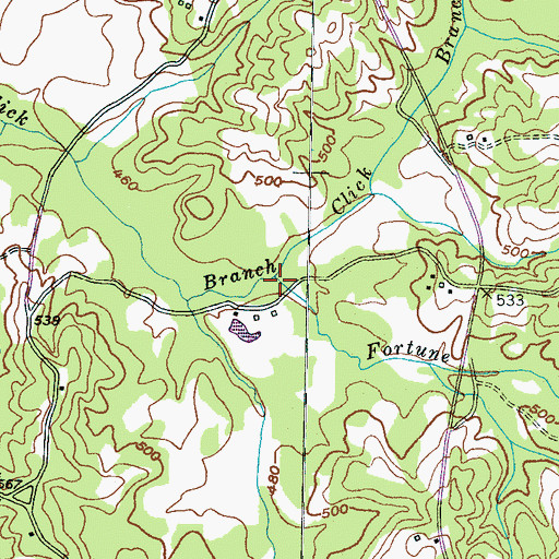 Topographic Map of Fortune Branch, TN