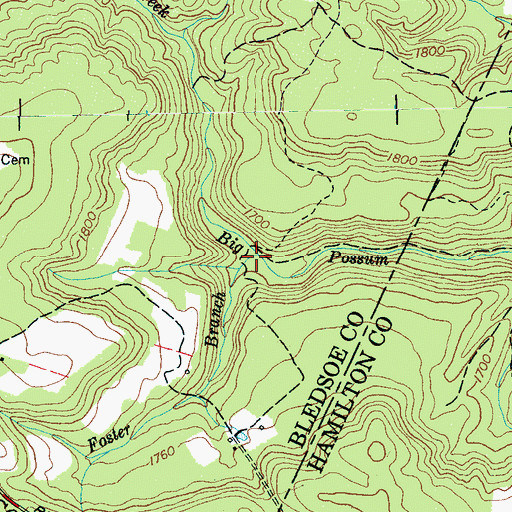 Topographic Map of Foster Branch, TN