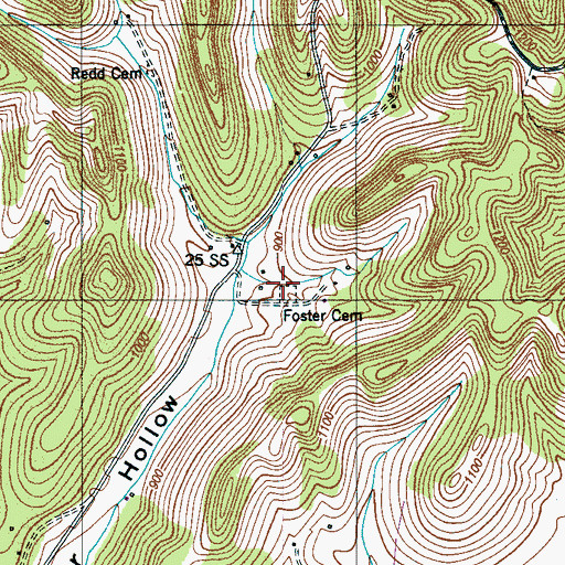 Topographic Map of Foster Cemetery, TN