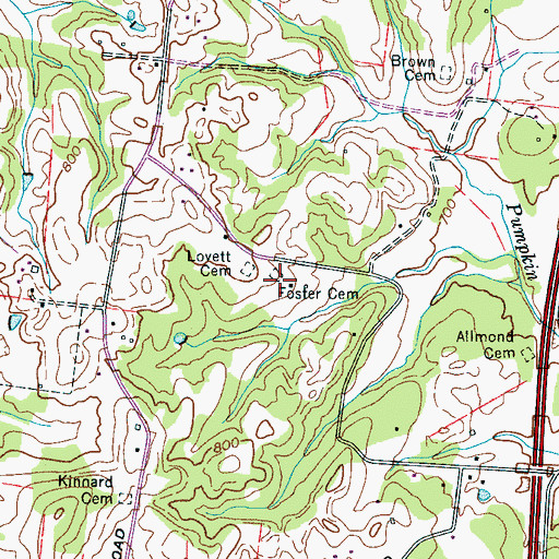Topographic Map of Foster Cemetery, TN