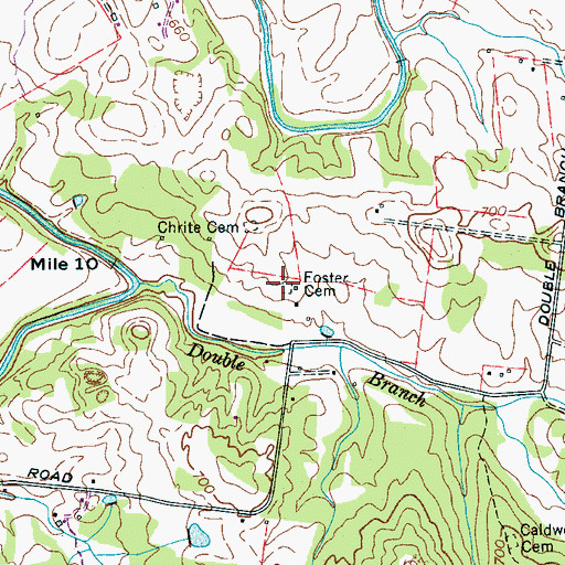 Topographic Map of Foster Cemetery, TN
