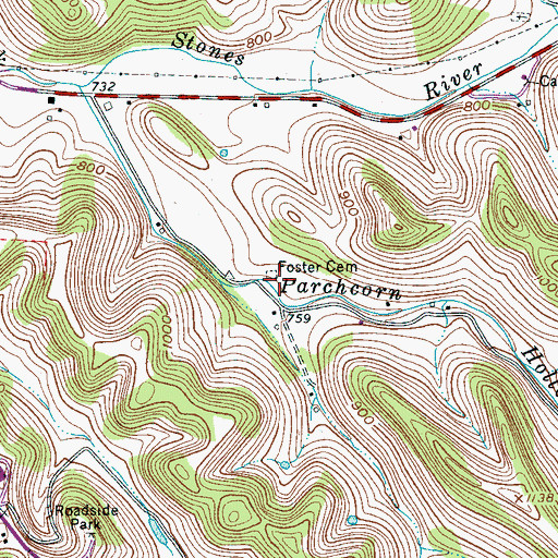 Topographic Map of Foster Cemetery, TN