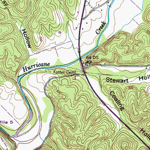 Topographic Map of Foster Cemetery, TN