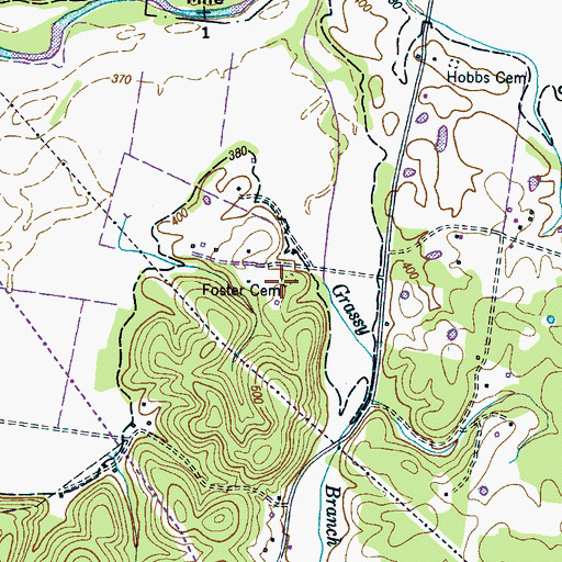 Topographic Map of Foster Cemetery, TN