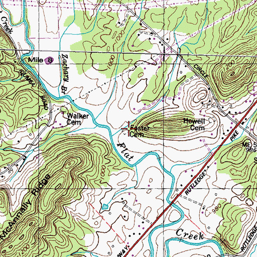 Topographic Map of Foster Cemetery, TN