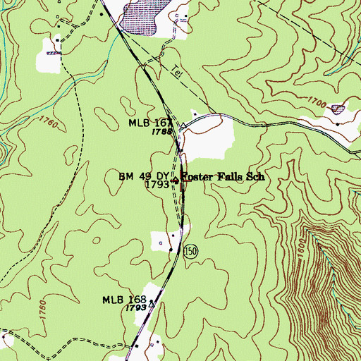 Topographic Map of Foster Falls School, TN