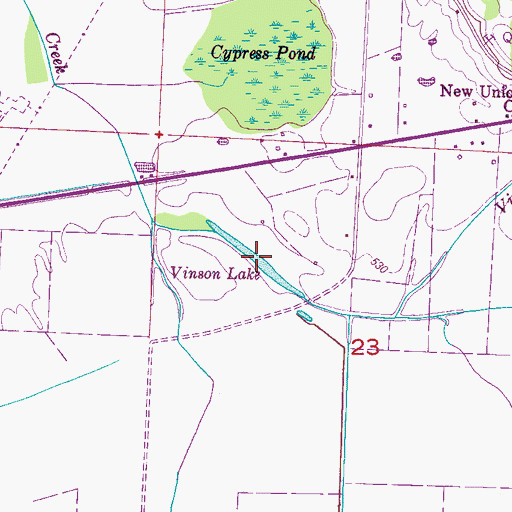 Topographic Map of Vinson Lake, AL