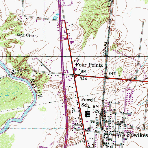 Topographic Map of Four Points, TN