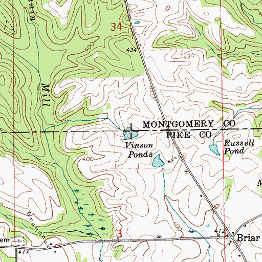 Topographic Map of Vinson Ponds, AL