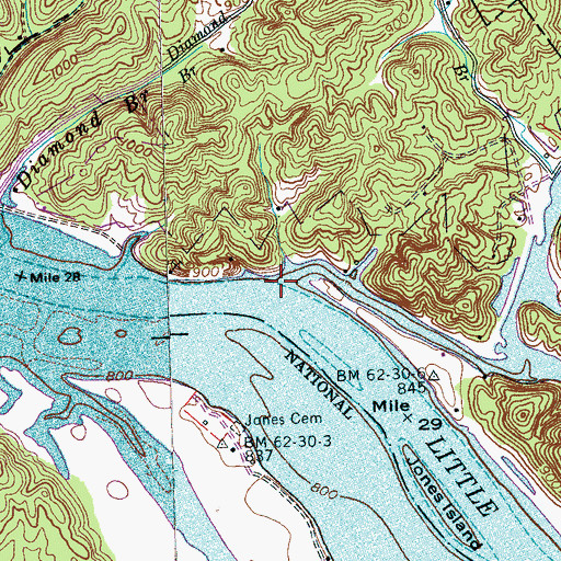 Topographic Map of Fourmile Creek, TN
