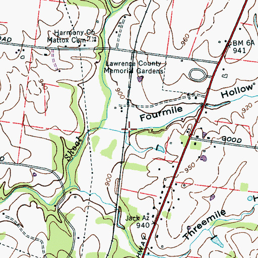 Topographic Map of Fourmile Hollow, TN