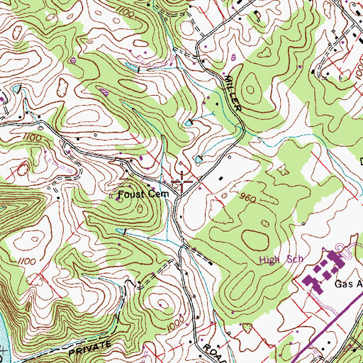 Topographic Map of Foust Cemetery, TN