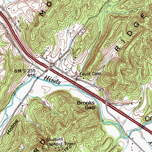 Topographic Map of Foust Hollow, TN