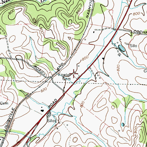 Topographic Map of Fowler Cemetery, TN