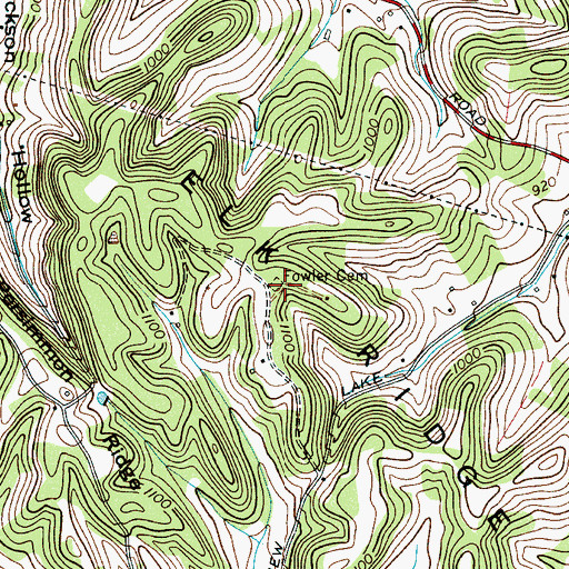 Topographic Map of Fowler Cemetery, TN