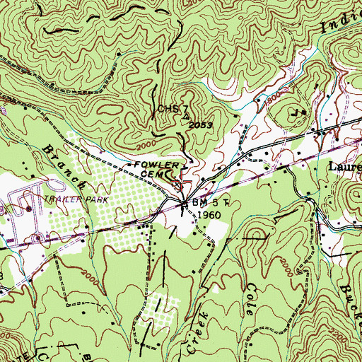 Topographic Map of Fowler Cemetery, TN