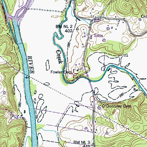 Topographic Map of Fowler Cemetery, TN