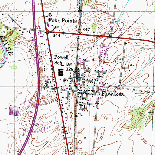 Topographic Map of Fowlkes, TN