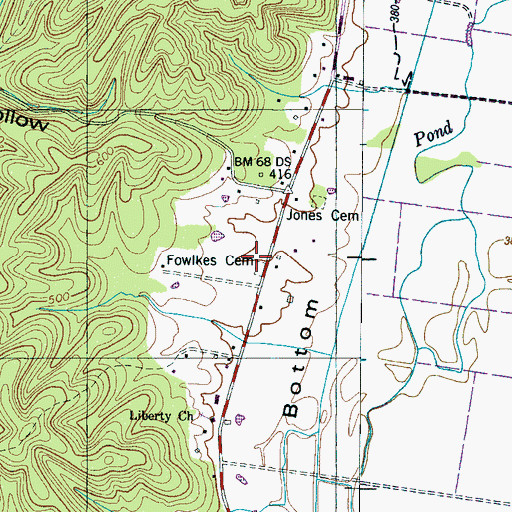 Topographic Map of Fowlkes Cemetery, TN