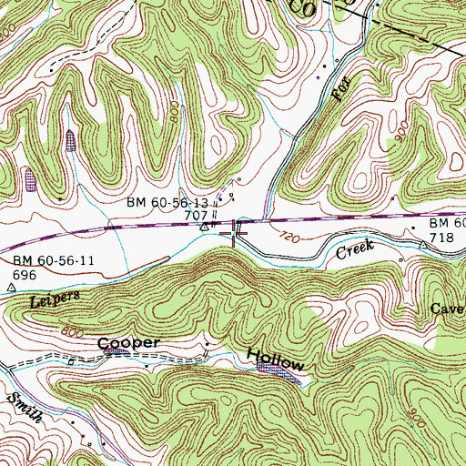 Topographic Map of Fox Branch, TN