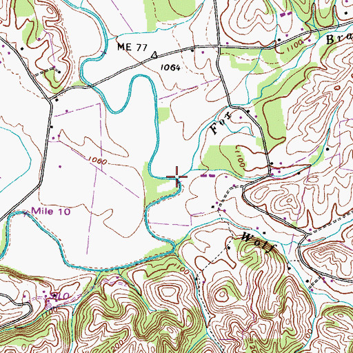Topographic Map of Fox Branch, TN