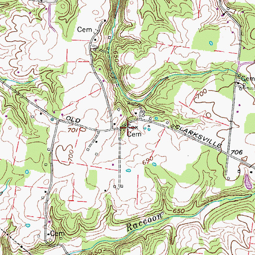 Topographic Map of Fox Cemetery, TN