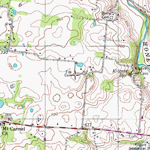 Topographic Map of Fox Cemetery, TN