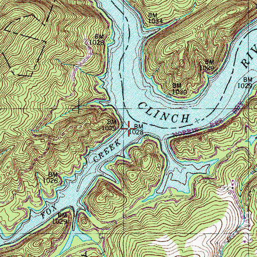 Topographic Map of Fox Creek, TN