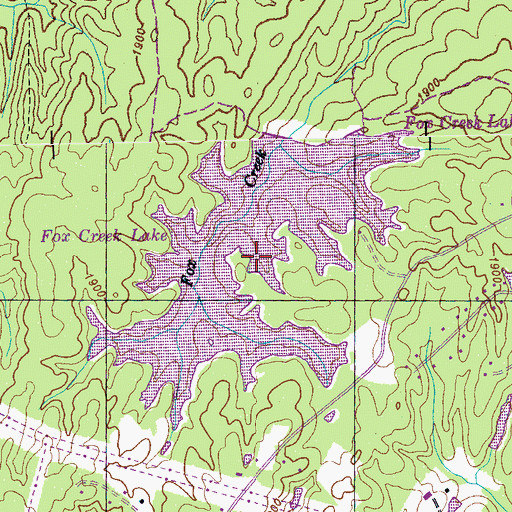 Topographic Map of Fox Creek Lake, TN