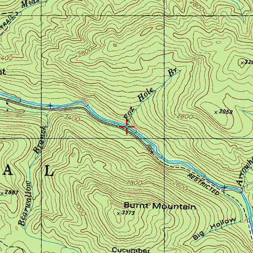 Topographic Map of Fox Hole Branch, TN