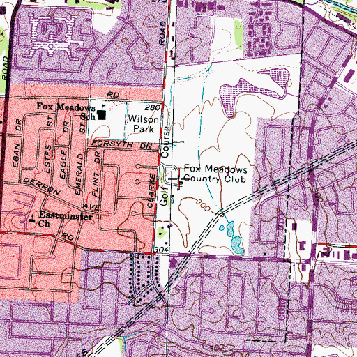 Topographic Map of Fox Meadows Country Club, TN