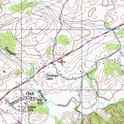 Topographic Map of Fox Pond, TN