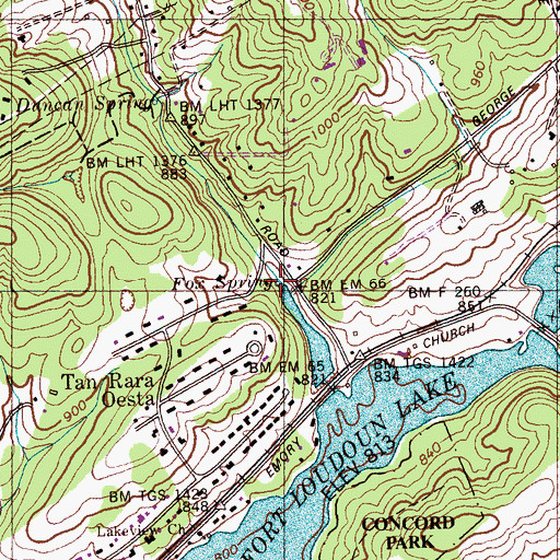 Topographic Map of Fox Spring, TN