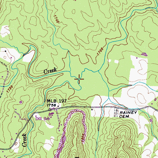Topographic Map of Fox Thicket Creek, TN